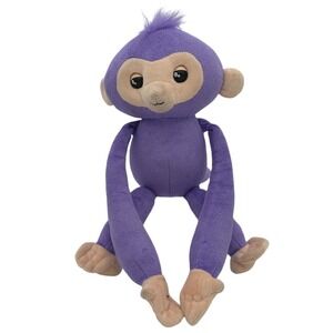 WowWee Fingerlings HUGS Kiki Purple Glitter Plush Monkey 19" Tested Working‎